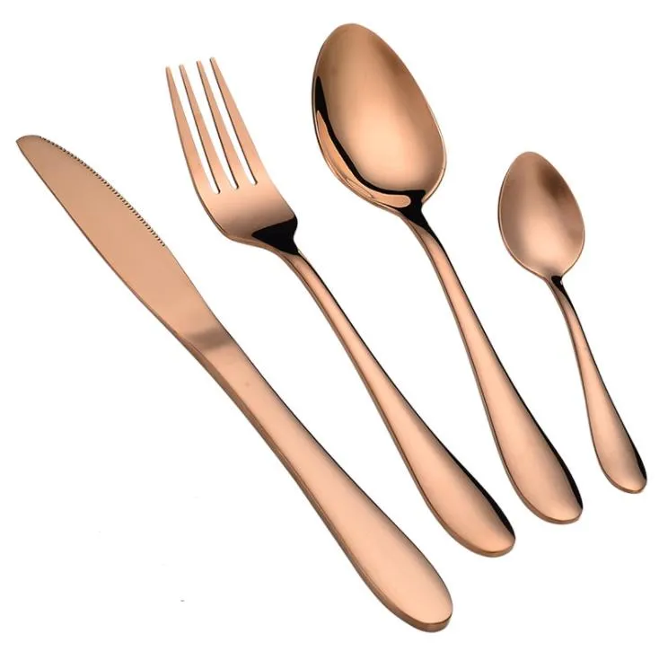 Stainless steel Gold Flatware Sets Spoon Fork Knife Tea Spoons Dinnerware Set Kitchen Bar Utensil 4 Style SN3235