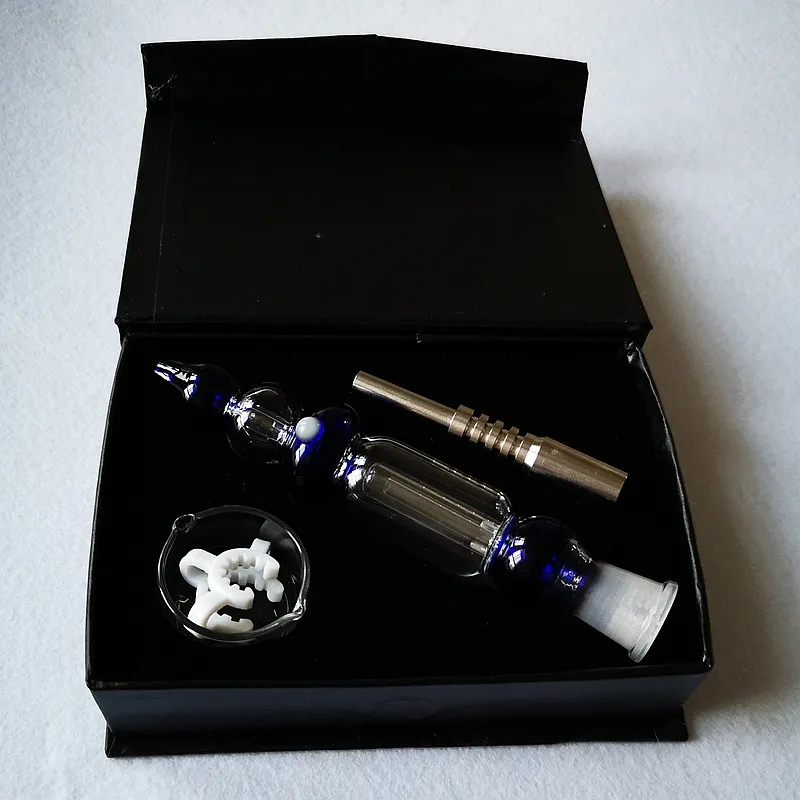 Mini Nector Collector Kit Avec Titanium Nail Dabber Dish 10mm 14mm collecteurs nector Pipe En Verre Avec Boîte En Plastique Keck Clip NC10