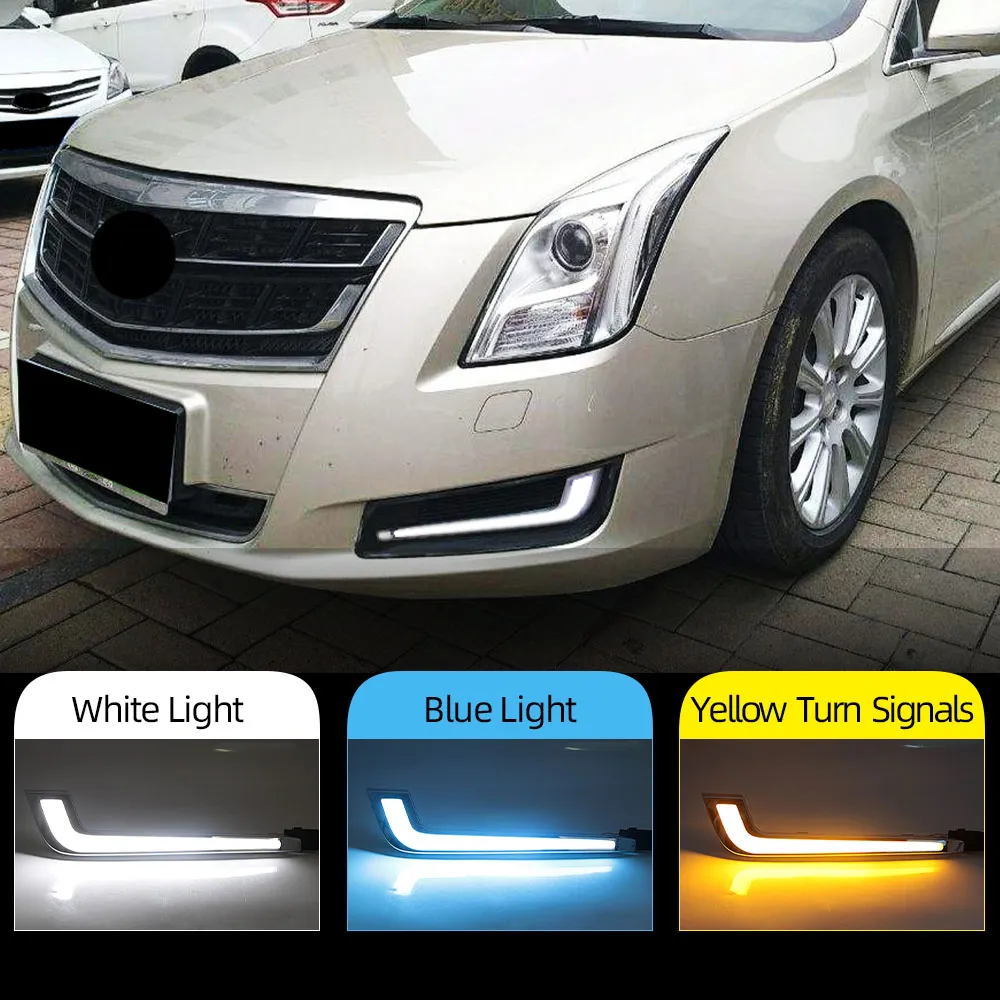 1 زوج أدى ضوء النهار تشغيل أضواء لكاديلاك xts 2013 2014 2015 2016 2017 drl الضباب مصباح غطاء أضواء القيادة بدوره إشارة