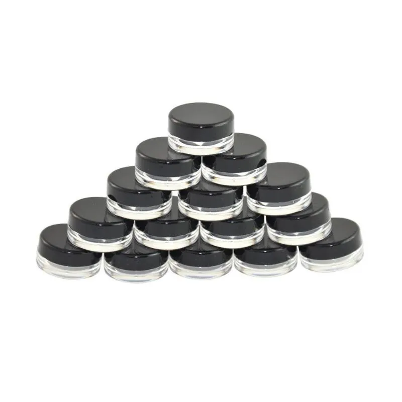 Pot vide transparent avec couvercles noirs, pour poudre de maquillage, crème, Lotion, baume à lèvres, échantillons cosmétiques, GH1051, 5G, 5ML