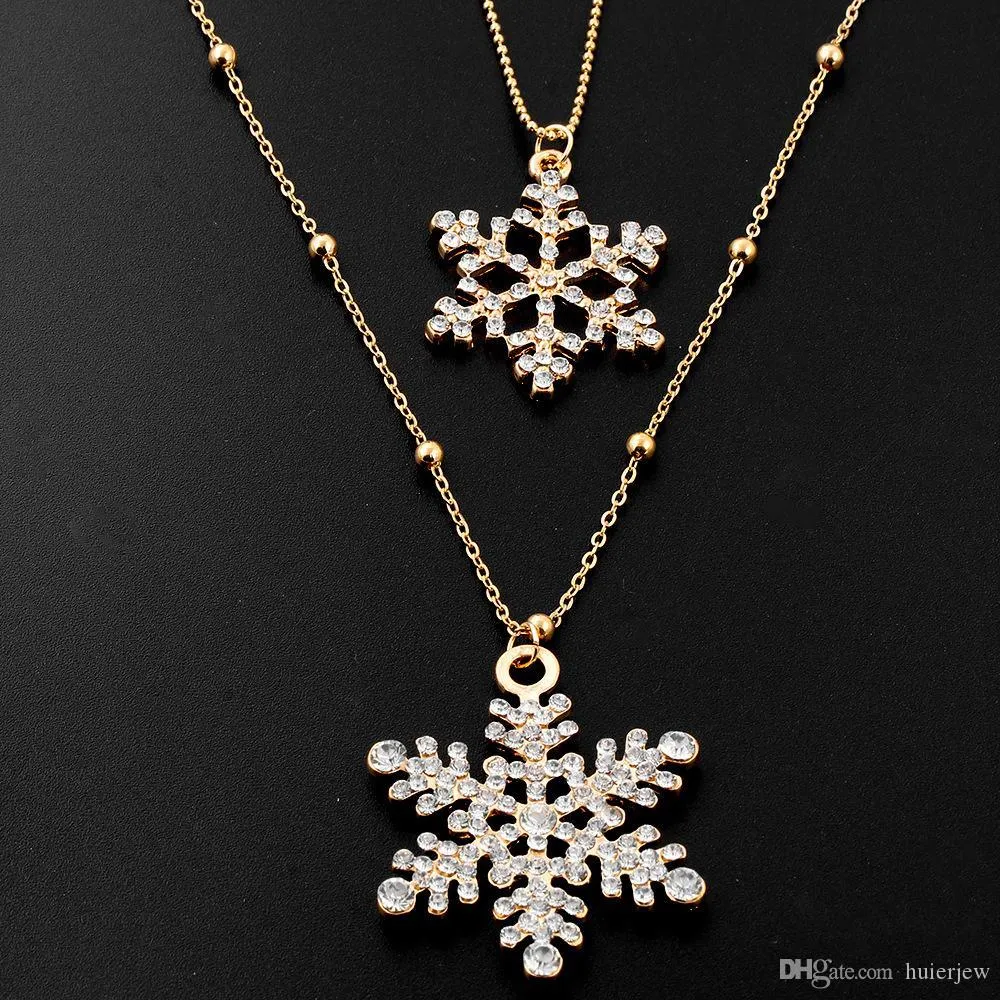 Déclaration Colliers Blanc Long Design Bijoux De Mariage Double Couche Flocon De Neige Pendentifs Colliers