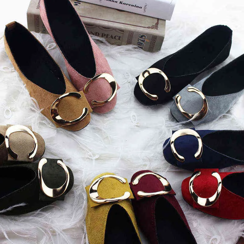 Dress Shoes Winter Style Women Boat Metal Slip on Flat Candy Color Single Plush Woman Flats Large Size 220309