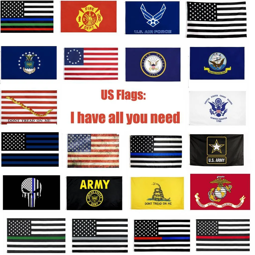 USA-Flaggen, US-Armee-Banner, Airforce Marine Corp, Marine, Besty Ross-Flagge, Dont Tread On Me-Flaggen, dünne xxx-Linien-Flagge, KKA903
