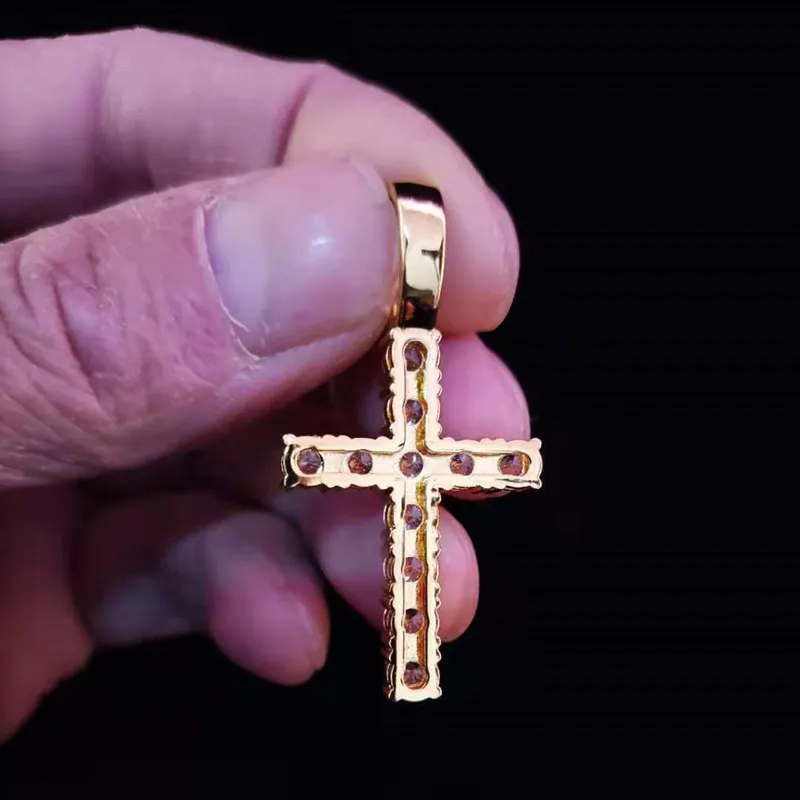 Colliers pendentifs hommes femmes Hip Hop collier croix avec chaîne de tennis en zircon de 4 mm glacé Bg HipHop bijoux cadeau de mode_voghion.com