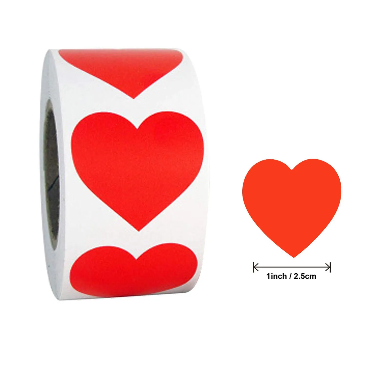 Heart Shape Stickers 1.5/1 Inches 500 Heart Labels for Birthday