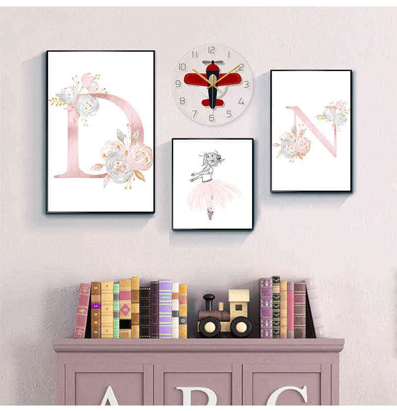 Flowers Blush Pink Wall Art Pictures For Girls Room Decoration Personalized  Poster Baby Name Custom Canvas Painting Nursery Prints Pink 211222 From  Mu007, $2.34