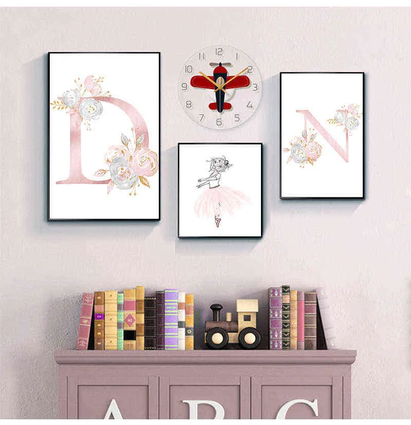Flowers Blush Pink Wall Art Pictures For Girls Room Decoration Personalized Poster Baby Name Custom Canvas Painting Nursery Prints Pink 211222 From Mu007 1.3 DHgate.Com