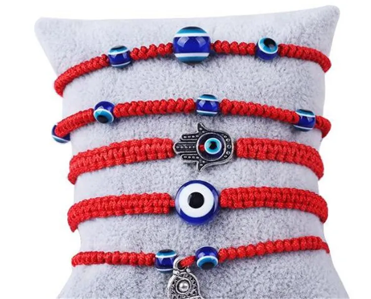 Nova pulseira à mão Lucky Kabbalah Red String Thread Hamsa Bracelets azul turco Evil Eye Charm Jóia Fatima Bracelete de amizade