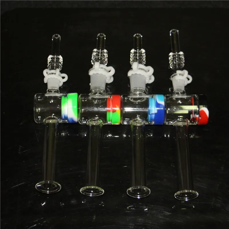 Smoking Glass Nectar Kits with 10mm 14mm Quartz Tips Keck Clip 5ml Silicone Container Reclaimer Nectar Kit