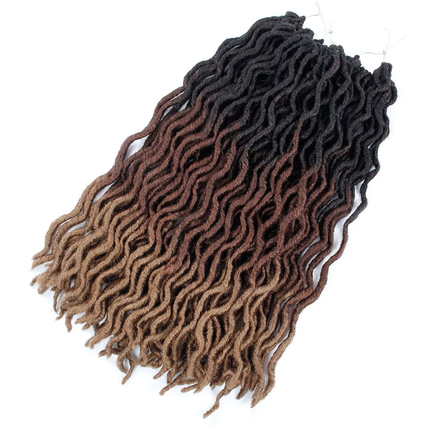 Ombre Tanrıça Sahte LOCS 18inch Sentetik Örgü Saç Uzantıları Yumuşak Dreads Dreadlocks Saç Dalgalı Tığ Saç Dreads dreadlocks