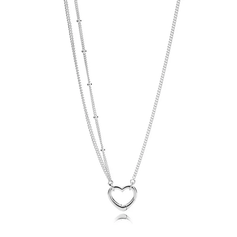 100% 925 sterling silver Open Heart Necklace Fashion Women Wedding Engagement Jewelry Accessories For Gift