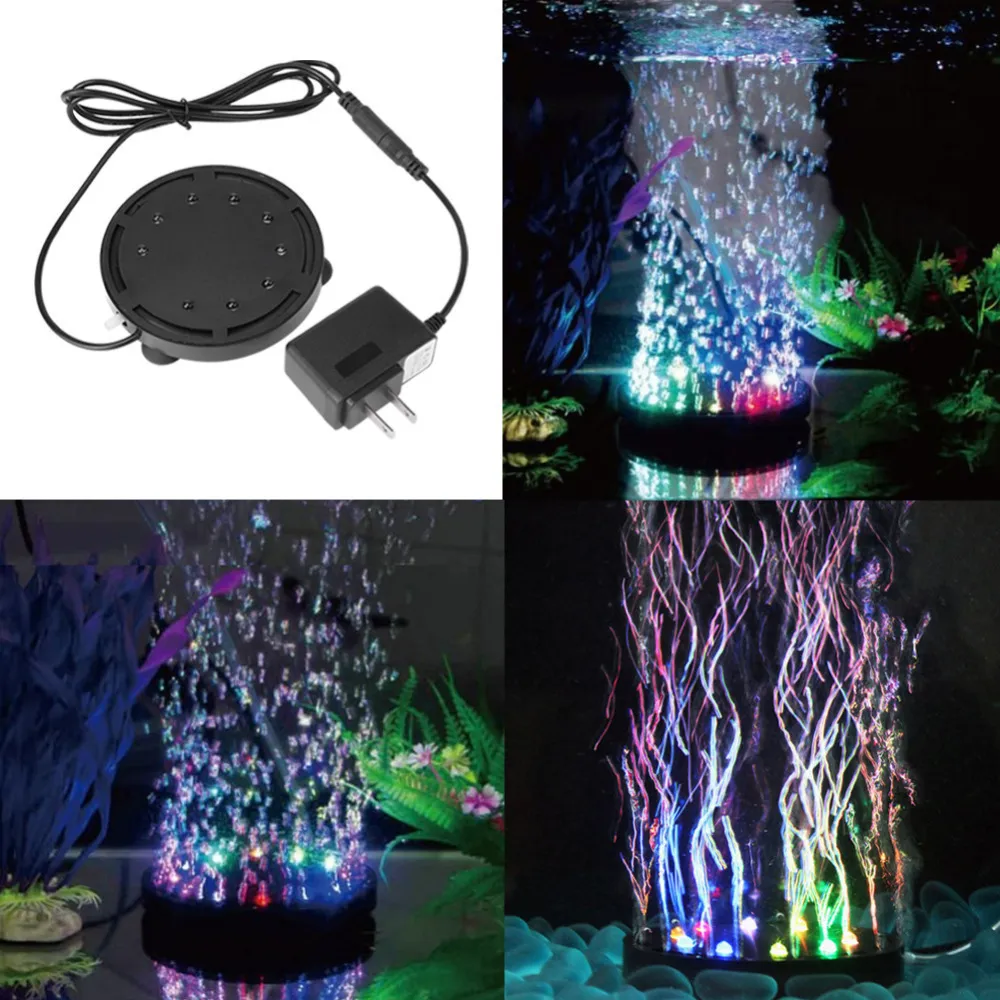 Luci dell'acquario Illuminazione a LED 12 LED Luce sommergibile per acquario Pesci Pietra d'aria Pompa a bolle Decorazione Acquario a LED Spina UE USA Y200922