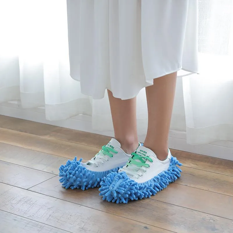 House slippers mop shoe cover multifunctional solid dust collector house bathroom floor shoe cover cleaning chenille slippers