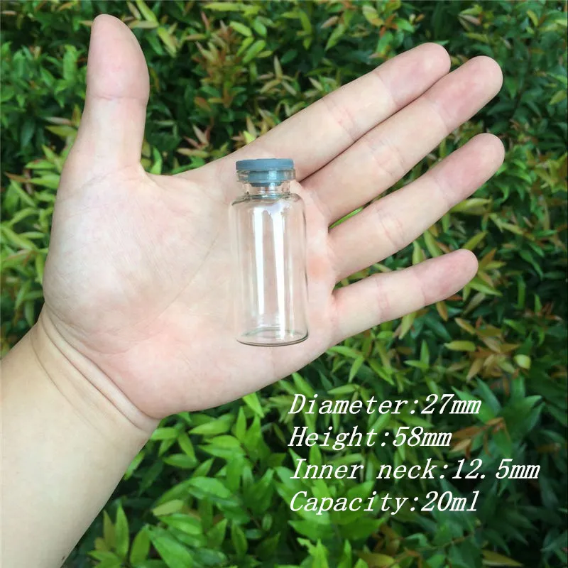 20ml Glass Bottles with Silicone Rubber Stopper Bottles Jars Vials for Liquid Leakproof Storage Bottles3