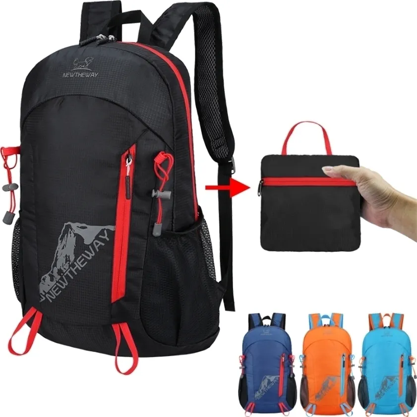 22l bärbar vikbar ryggsäck Folding Mountaindeering Bag Ultralight Outdoor Climbing Cykling Travel Knapsack Vandringsdagen 220216