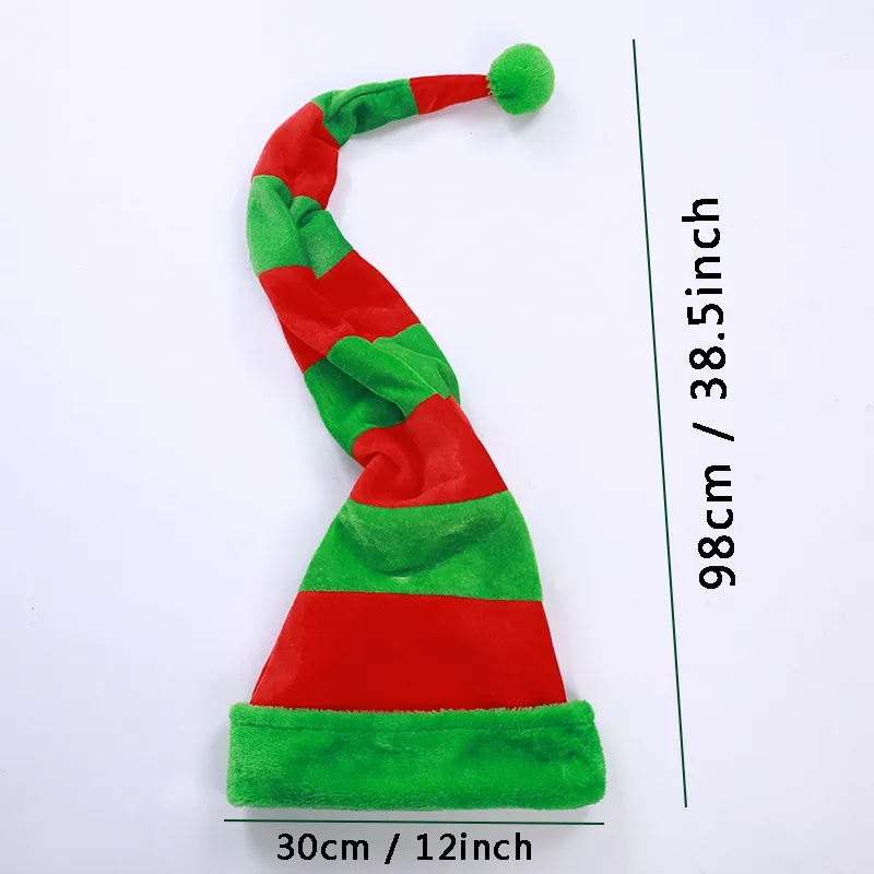 Stripe Christmas Hats Funny Party Hats Long Striped Plush Hat Santa Claus Holiday Strips Cap Xmas Decorations Accessory BH4318 TYJ