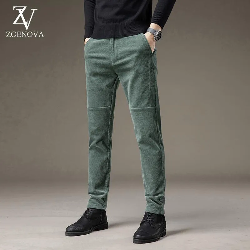 Men's Pants Corduroy Men Loose Joggers 2022 Winter Business Installed In Autumn Man Casual Trousers Green