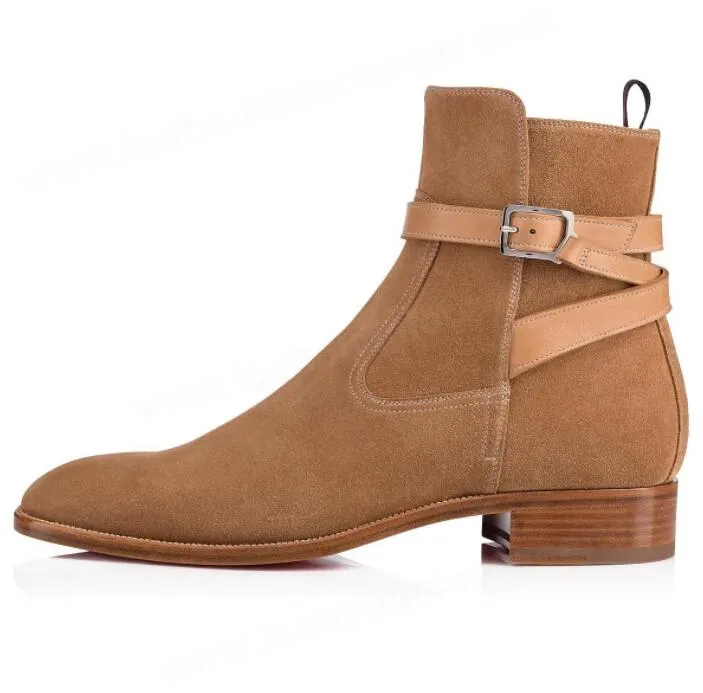 銀座販売 ウィンターファッションデザイナーキックポスターメンズレッドボトムアンクルブーツブラック ブラウンレザーブーティオートバイブーツ男性ファッション戦利品の結婚式 売れ筋一番人気 Clinicaaldente Es