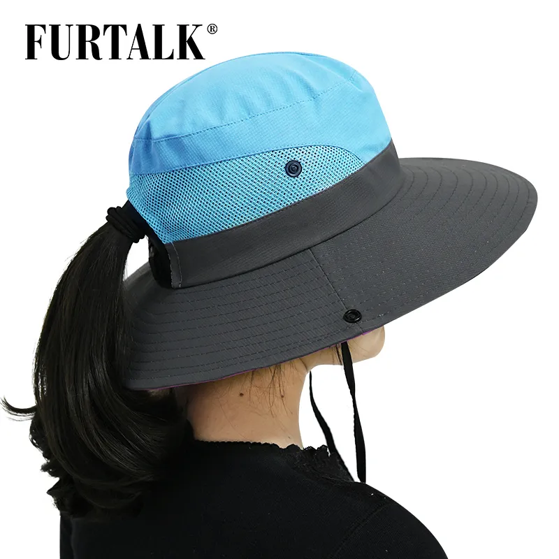 FURTALK Womens Safari Packable Beach Hat Wide Brim, UV UPF Protection,  Ponytail Style For Outdoor Activities, Fishing, And Hiking Y200602 From  Shanye08, $10.53