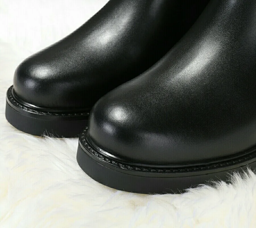 New 2020 Women Fashion Winter Genuine Leather Knee High Boots Ladies Brand Platform Chunky Heels Long Boots Size 35-40