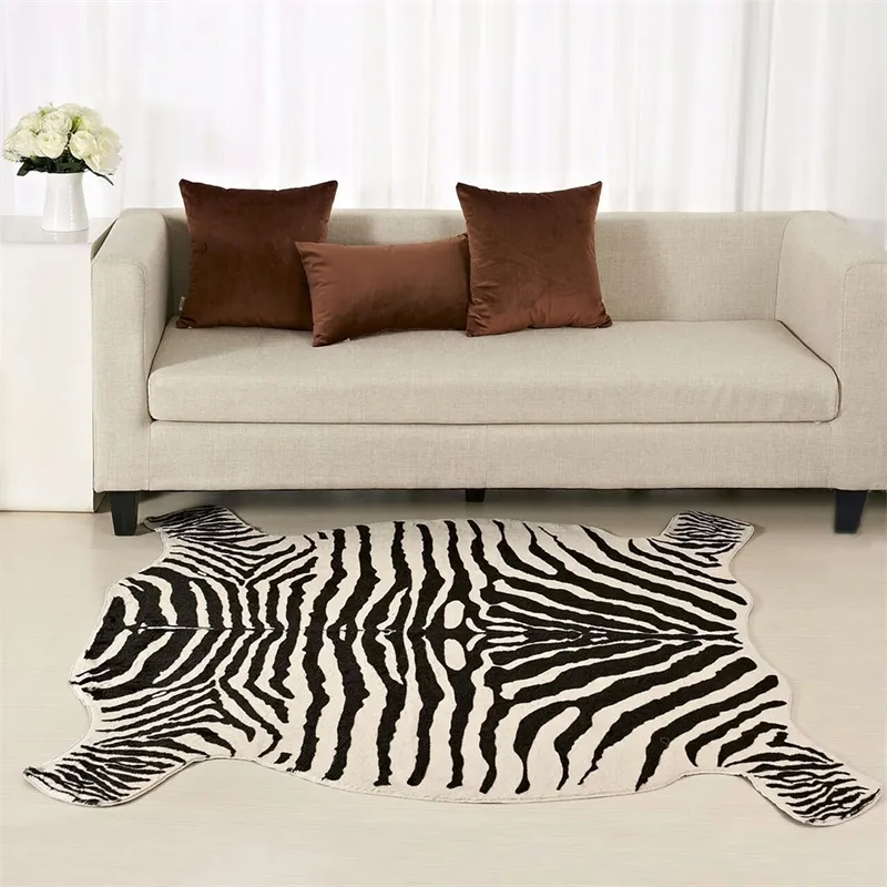 Enipate Zebra COW COW COOT напечатанный коврик коврик из искусственной кожи кожи нонлип противоскользящий коврик для животных печати для дома 110x75см / 40 * 80см Y200527