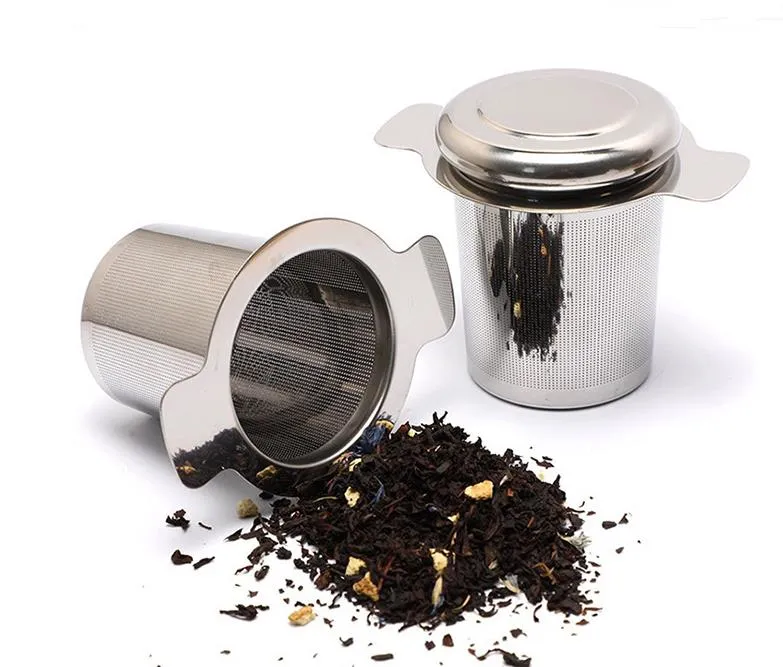 Fine Mesh Tea Strainer Lid Teas and Coffee Filters Reusable Stainless Steel Tea-Infusers Basket with 2 Handles SN3395