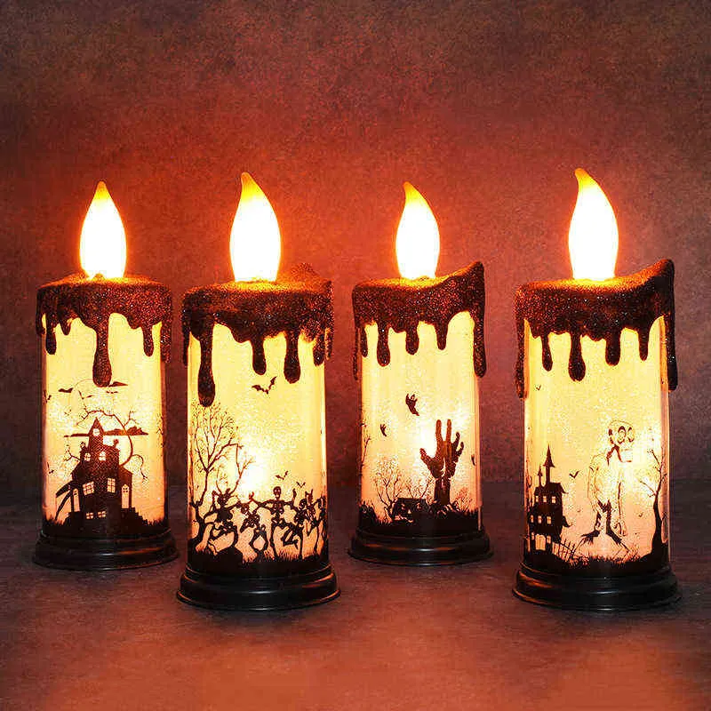 Pheila Led Flame Lights Warm Light Candles Lamp Batterij Geschikt voor Halloween Indoor Living Room Horror Decoration H1222