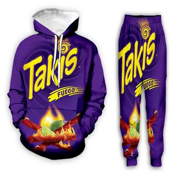 Vente en gros - New Fashion Men / Womens Takis Sweat Joggers Funny 3D Print Unisex Hoodies + Pantalons