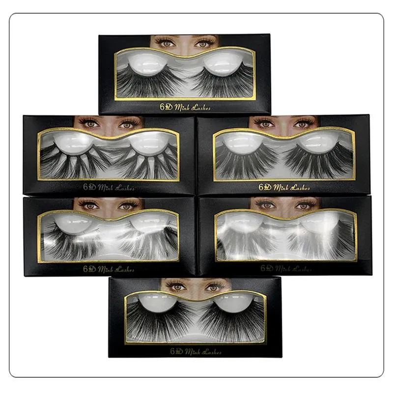 Top 6D 25mm Eyelashes 100% Volume Natural Cabelo Longo 3D Mink Falso Eyelashes Extensão Falso Lash Maquiagem Mink Eyelashes Pack 50 Pares