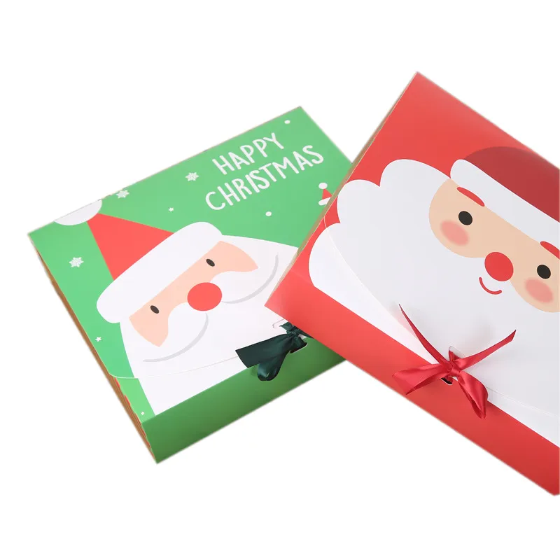 2021 Christmas Eve Big Gift Box Santa & Fairy Design Papercard Kraft Present Party Favour Activity Box Red Green