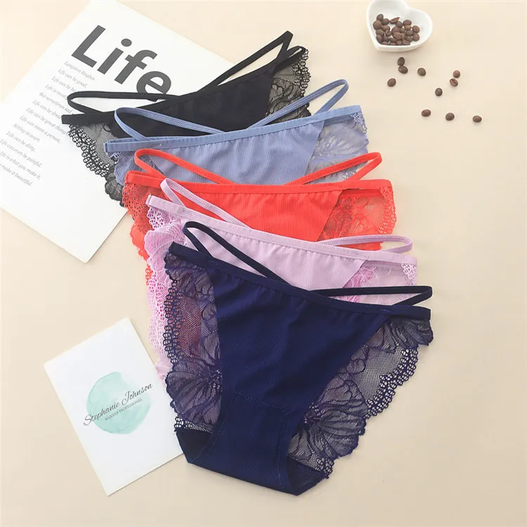 Sexy lace Strappy Waist underwear low rise transparent panties briefs lingerie women clothing will and sandy