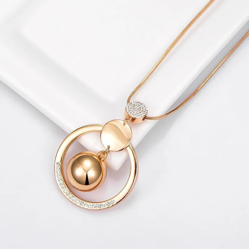 Gold Ball Circles Pendants Necklace European Personality Elegant For Women Collares Mujer Jewelry Gifts Pendant Necklaces