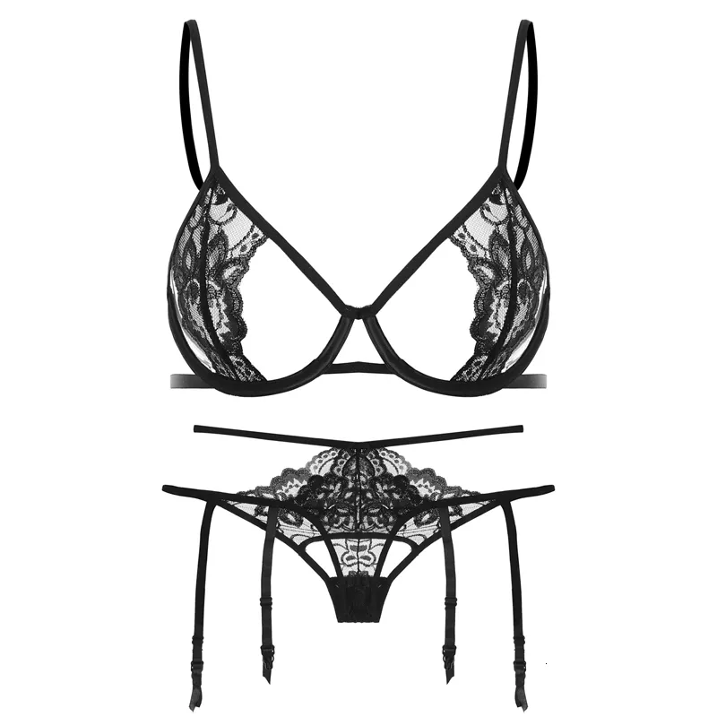 Ultra Thin Lace Bra And Panty Set Back With Suspenders Sexy See Through  Underwire Lingerie For Women LJ201031 From Jiao02, $12.73