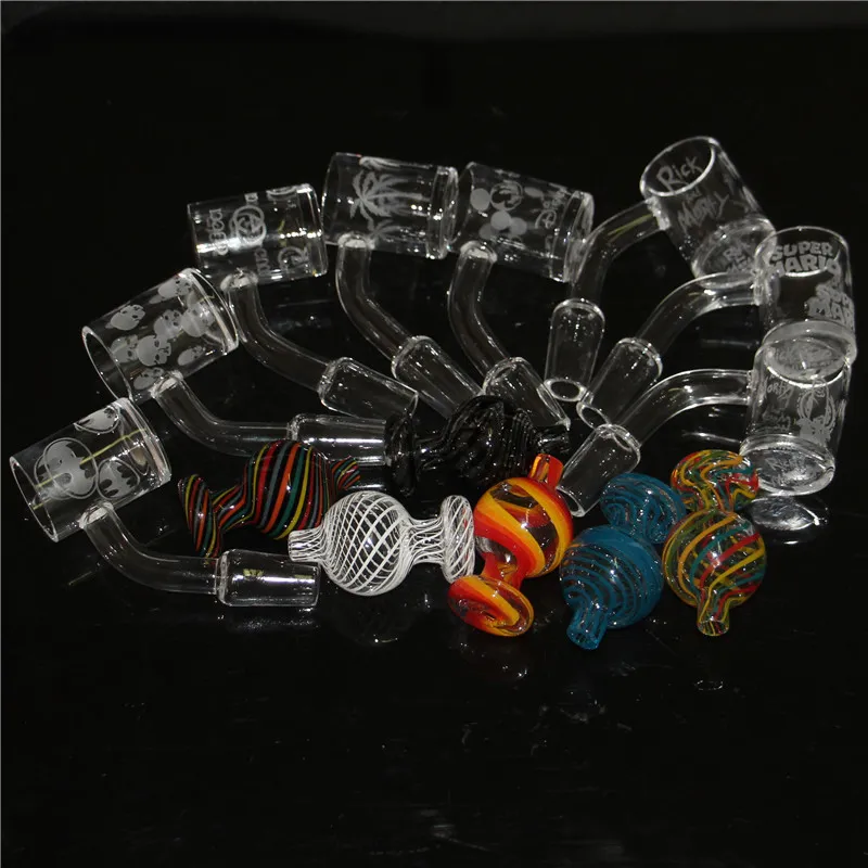 Rauchender Quarz-Banger + Glas-Carb-Cap-Blase mit 10 mm, 14 mm, 18 mm männlichem und weiblichem 45 90 Grad kuppellosem Nagel für Bong