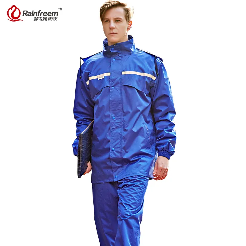 Rainfreem Waterproof Hood rain poncho and pants for Women Men Motorcycle Rain Gear with Pants Suit