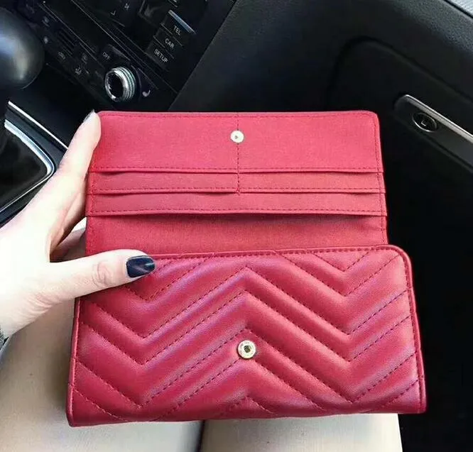 Classic Humanoid Pattern Wallet Women Bag Quilted Leather Rectangular Covered Wallets Purses Bags