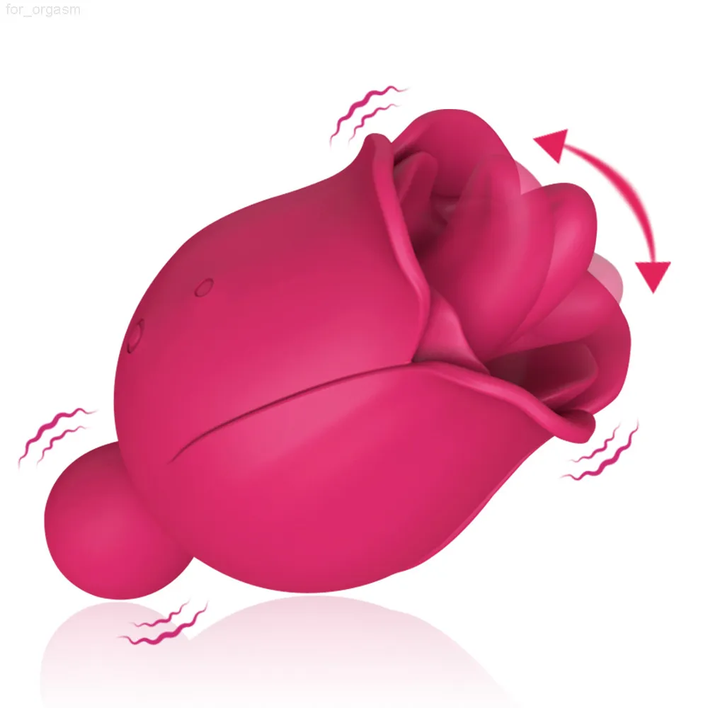 2022FOR_ORGASMMASSAGE Forma de rosa vibrador femenino masturbador lengua lamiendo pezones Clit Massager Estimulador de clítoris Erotic Sex Toys para pareja