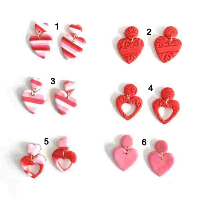 Valentine`s Day Earrings jewelry soft pottery Love stud Earring for New Festival girl friend mother lovers