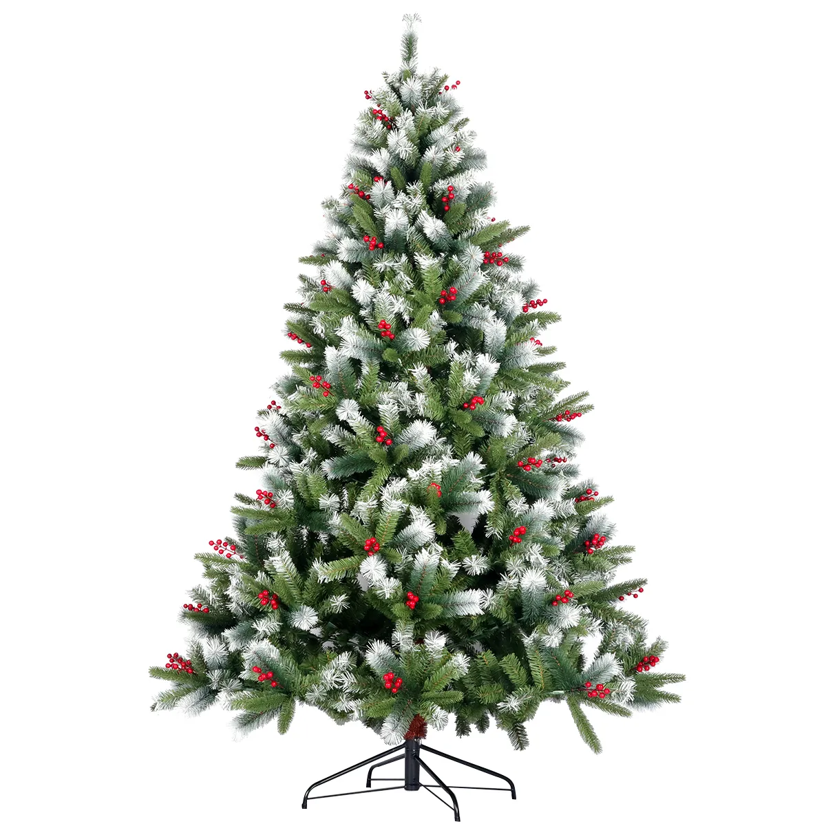 US STOCK Home Decoration Festive Party Snow Flocked Christmas Tree 7.5ft Artificial Hinged Pine Tree with White Realistic Tips Unlit