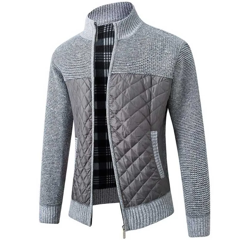 FALIZA Cappotto maglione in pile da uomo Cappotto invernale in lana patchwork spesso Cardigan lavorato a maglia caldo Abbigliamento casual maschile XY108 211221