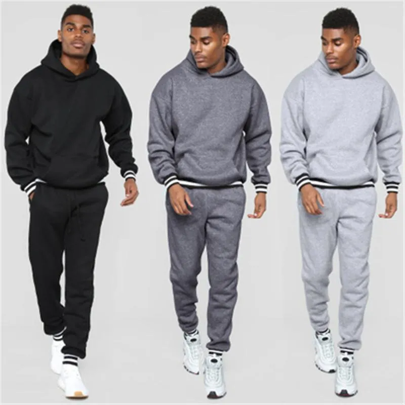 Men Splicing Color Running Sets Fashion Trend Long Sleeve Hooded Sweatshirt Sports Suits Designer Man Spring Casual Loose Fitness Tracksuits