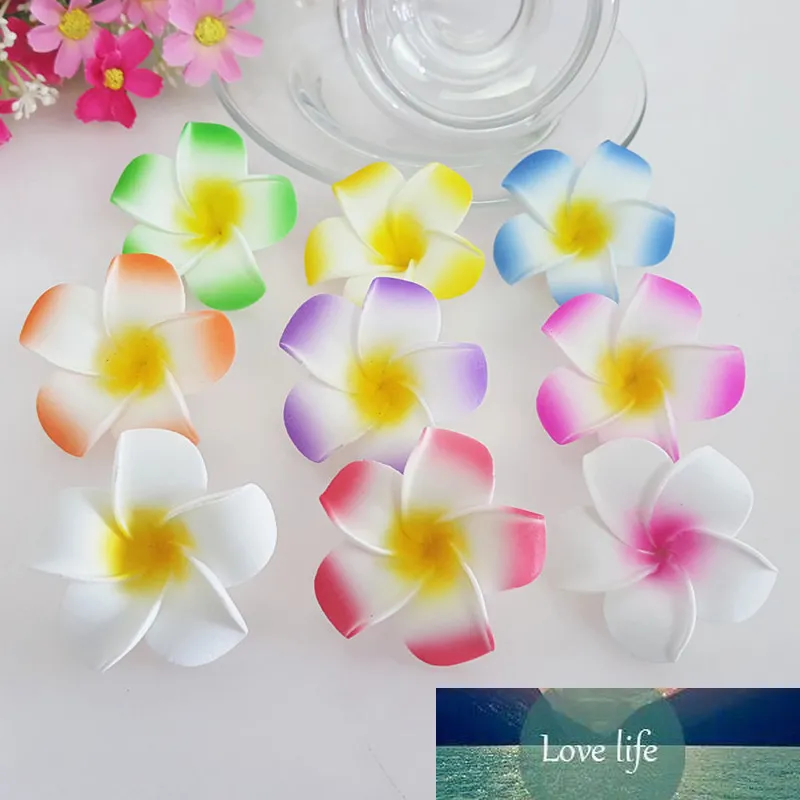 100 stks 9cm Hawaiy 5 kleuren Real Touch Kunstmatige PE Plumeria Bloemhoofden DIY Wedding Party Headware Decoration