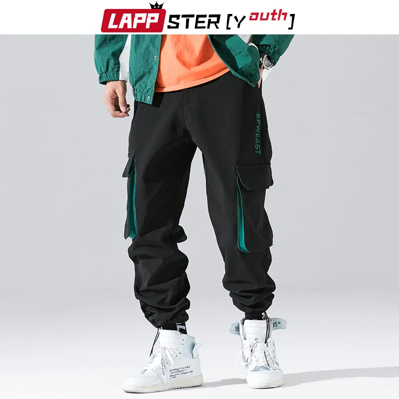 LAPPSTER Männer Baggy Black Cargo Hosen Overalls Herren Japanische Streetwear Hip Hop Hosen Männliche Vintage Casual Taschen Jogginghose 201109