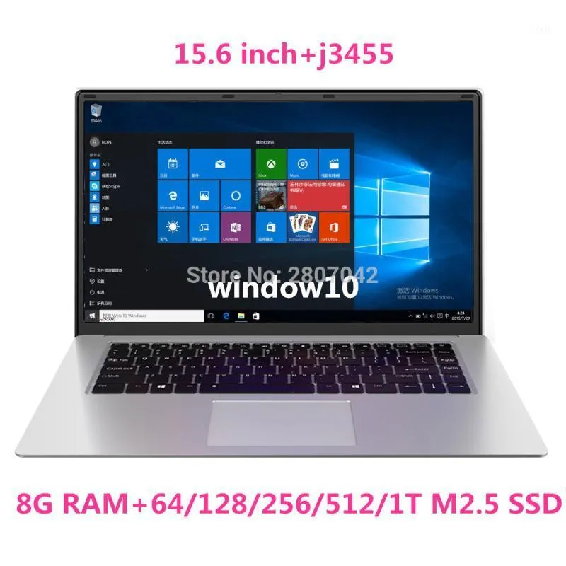 15.6 inç Öğrenci Dizüstü 8 GB RAM 64 GB 128 GB 256 GB 512 GB 1 T SSD Dizüstü J3455 Quad Core Ultrabook Webcam Bluetooth WIFI1 ile