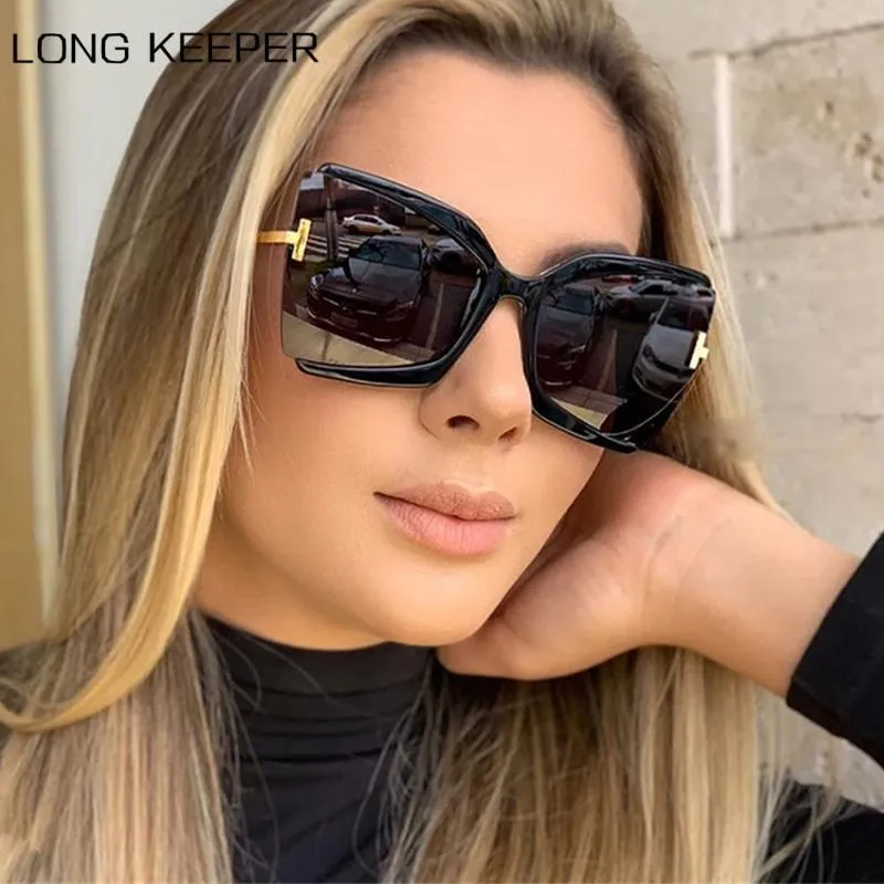 Sonnenbrille 2022 Große Frauen Mode Cat Eye Kanal Cateye Sonnenbrille Für Dame Vintage Schmetterling Metall Sonnenbrille