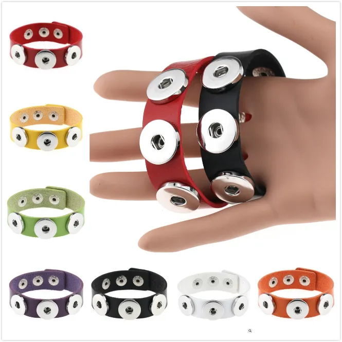 Fast Shipping 14 Colors Snap Button Bracelet Bangles PU leather Bracelets For Women 210*18mm Snap Button Jewelry Christmas Decorations Gift