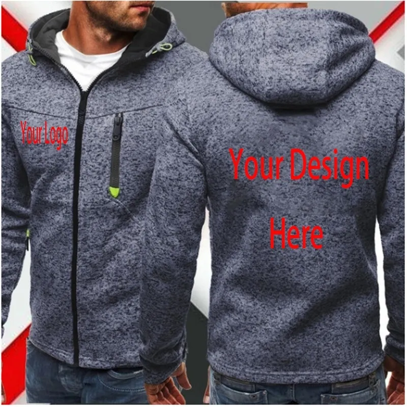 Custom Diy Text Photo Team Namn Zipper Hoodies Din egen design Zip Hoodie Sport Coat Hoodie 201103