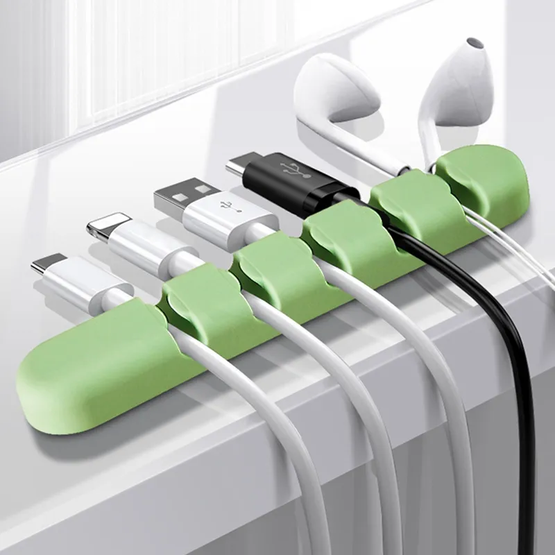 USB Charging Cable Holder Desk Cable Winder Clips Organizer Management