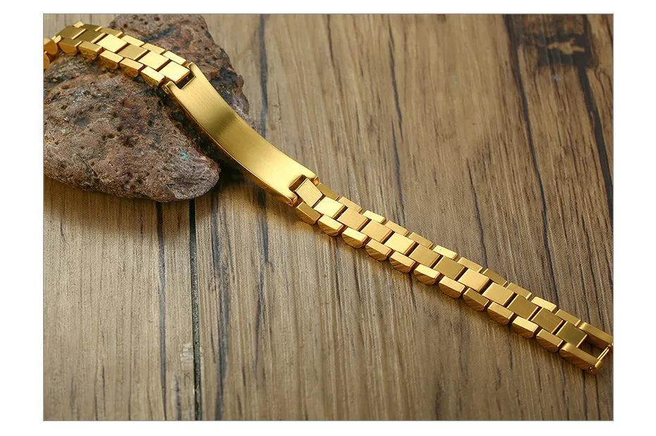 Vnox Gold Tone Stainless Steel Mens ID Mens Gold Bracelets