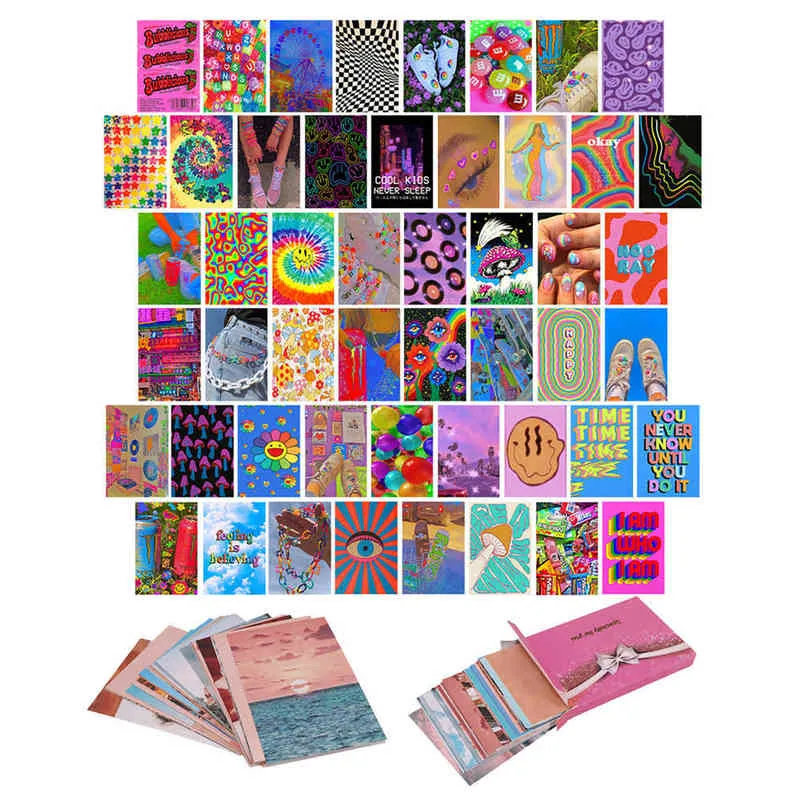 48pcs Vintage Records Poster Retro Aesthetic Wall Collage Kits Art